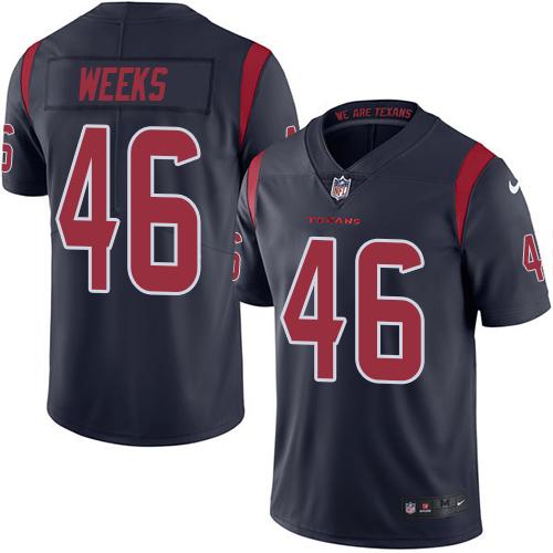 Nike Texans #46 Jon Weeks Navy Blue Men's Stitched NFL Limited Rush Jersey - Click Image to Close
